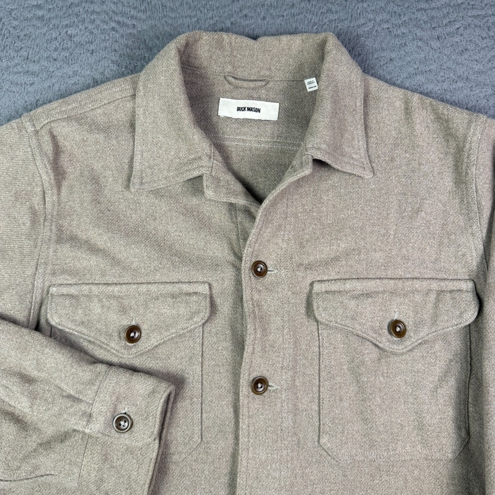 Buck Mason Cotton Field Shirt Mens M Light Brown Tan Utility Overshirt